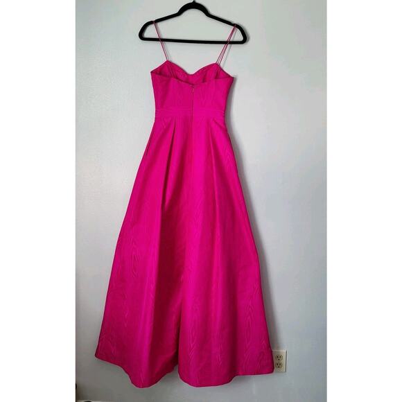 $1360 REBECCA VALLANCE Frenchy Taffeta Gown Hot PinkFuchsia 0 Maxi Dress - Picture 13 of 16